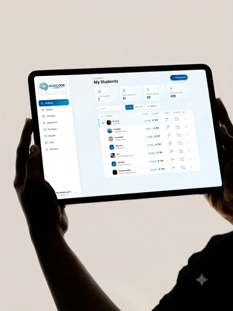 NURCODE Academy — o'quv markaz CRM