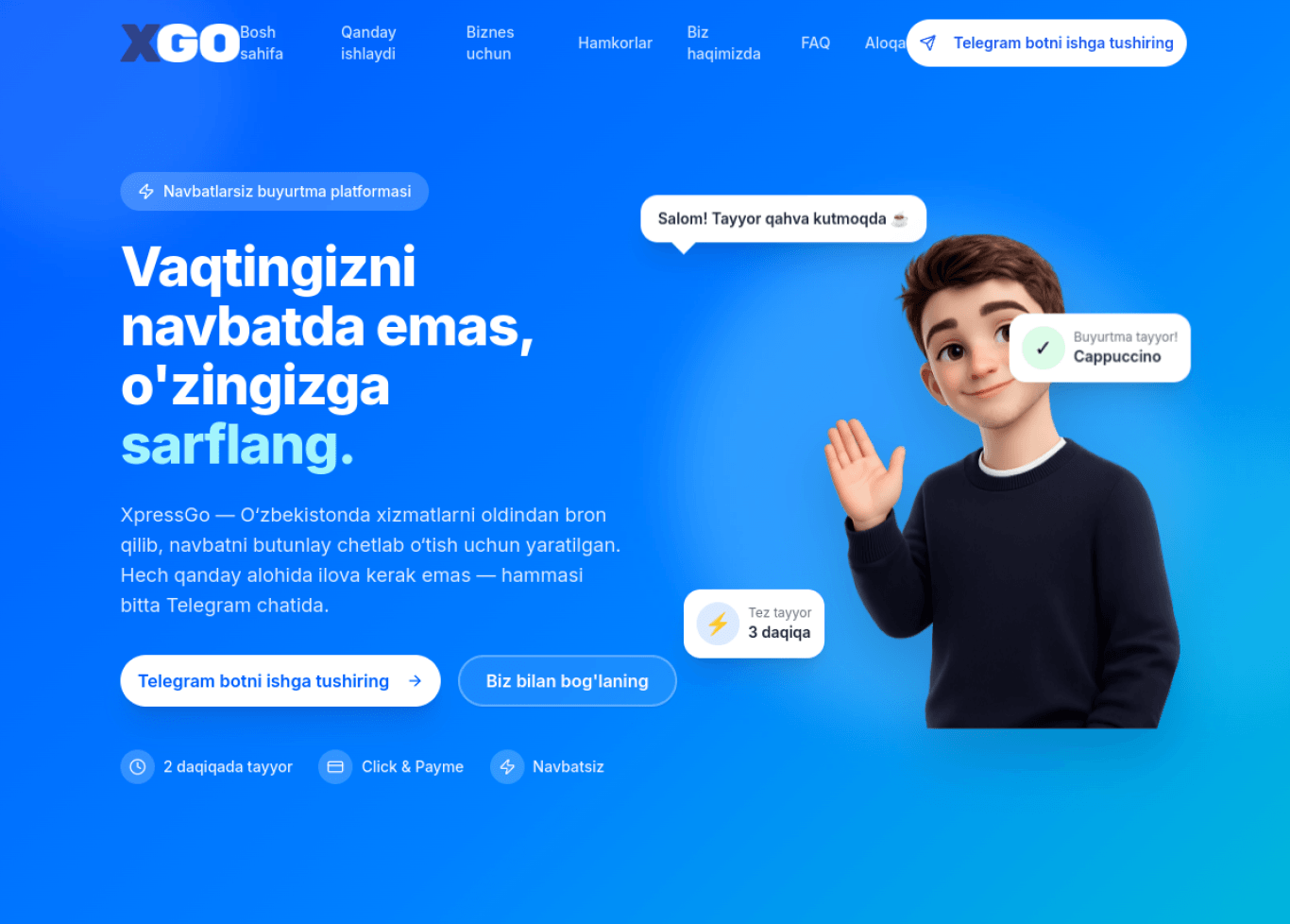 XpressGo — navbatsiz buyurtma platformasi